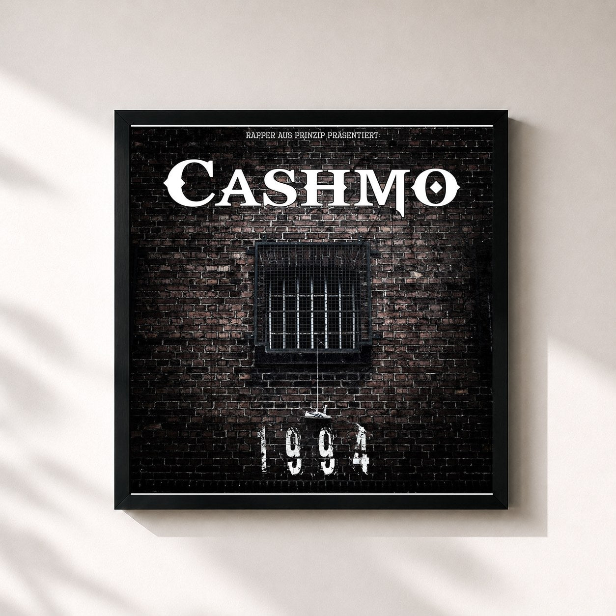 #noir Tableau carré de l'album 1994 de Cashmo, cadre noir 32x32 cm