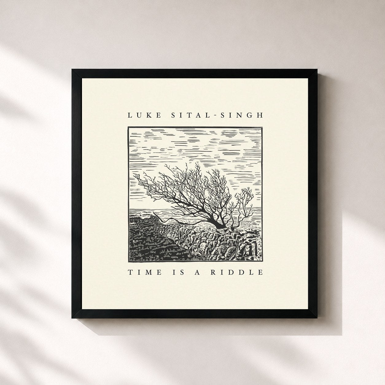 #noir Tableau carré de l'album Time Is a Riddle de Luke Sital-Singh, cadre noir 32x32 cm