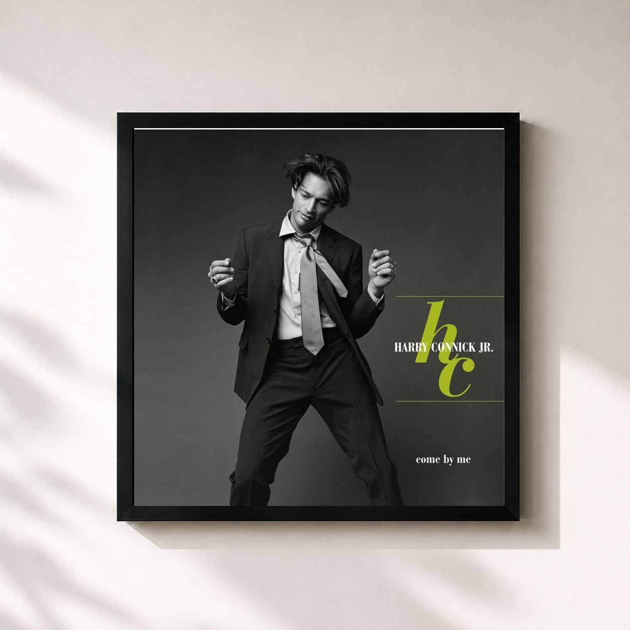 #noir Tableau carré de l'album Come By Me de Harry Connick Jr., cadre noir 32x32 cm