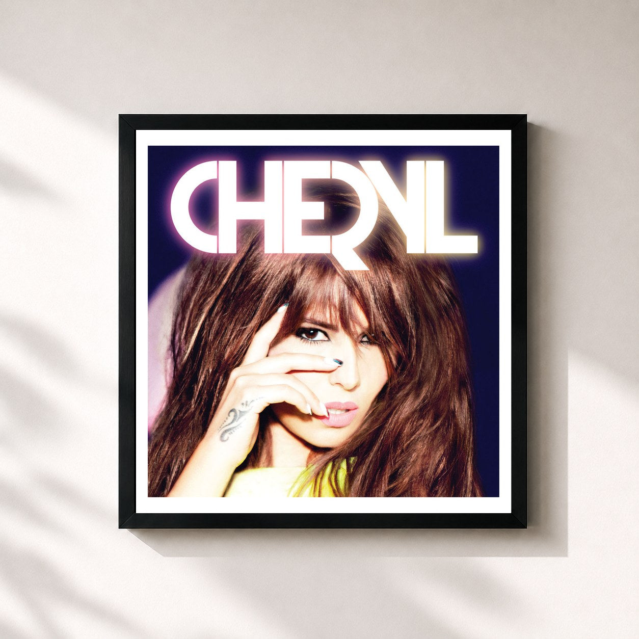 #noir Tableau carré de l'album A Million Lights de Cheryl, cadre noir 32x32 cm