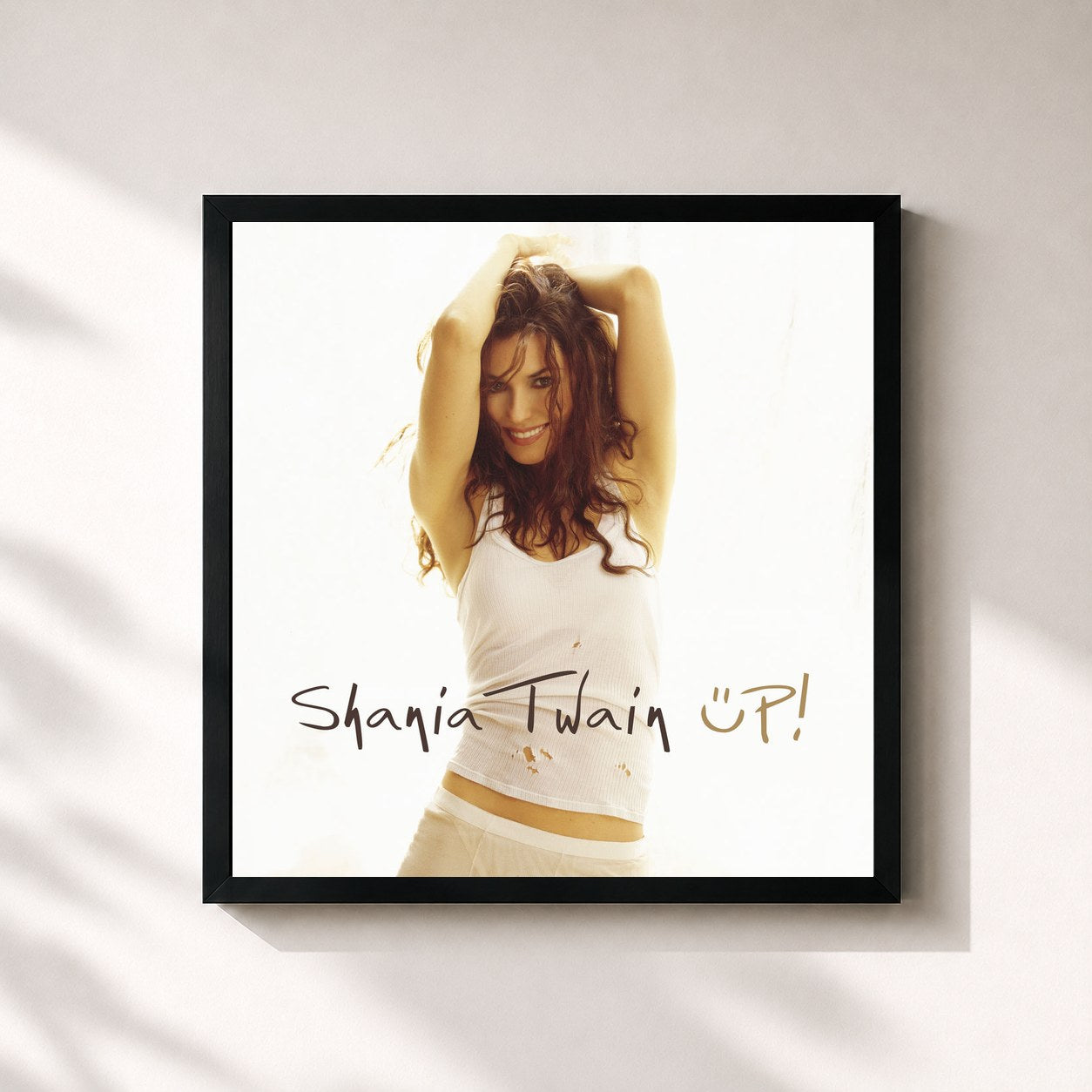 #noir Tableau carré de l'album Up! (Red Album) de Shania Twain, cadre noir 32x32 cm