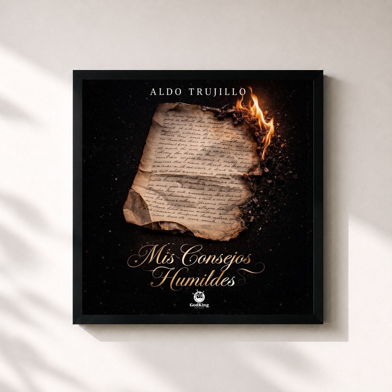 #noir Tableau carré de l'album Mis Consejos Humildes de Aldo Trujillo, cadre noir 32x32 cm