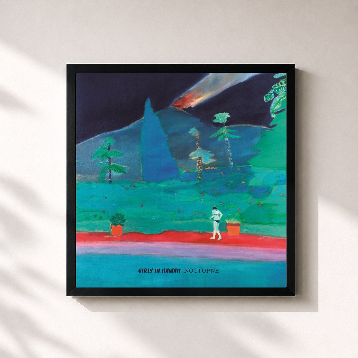 #noir Tableau carré de l'album Nocturne de Girls in Hawaii, cadre noir 32x32 cm