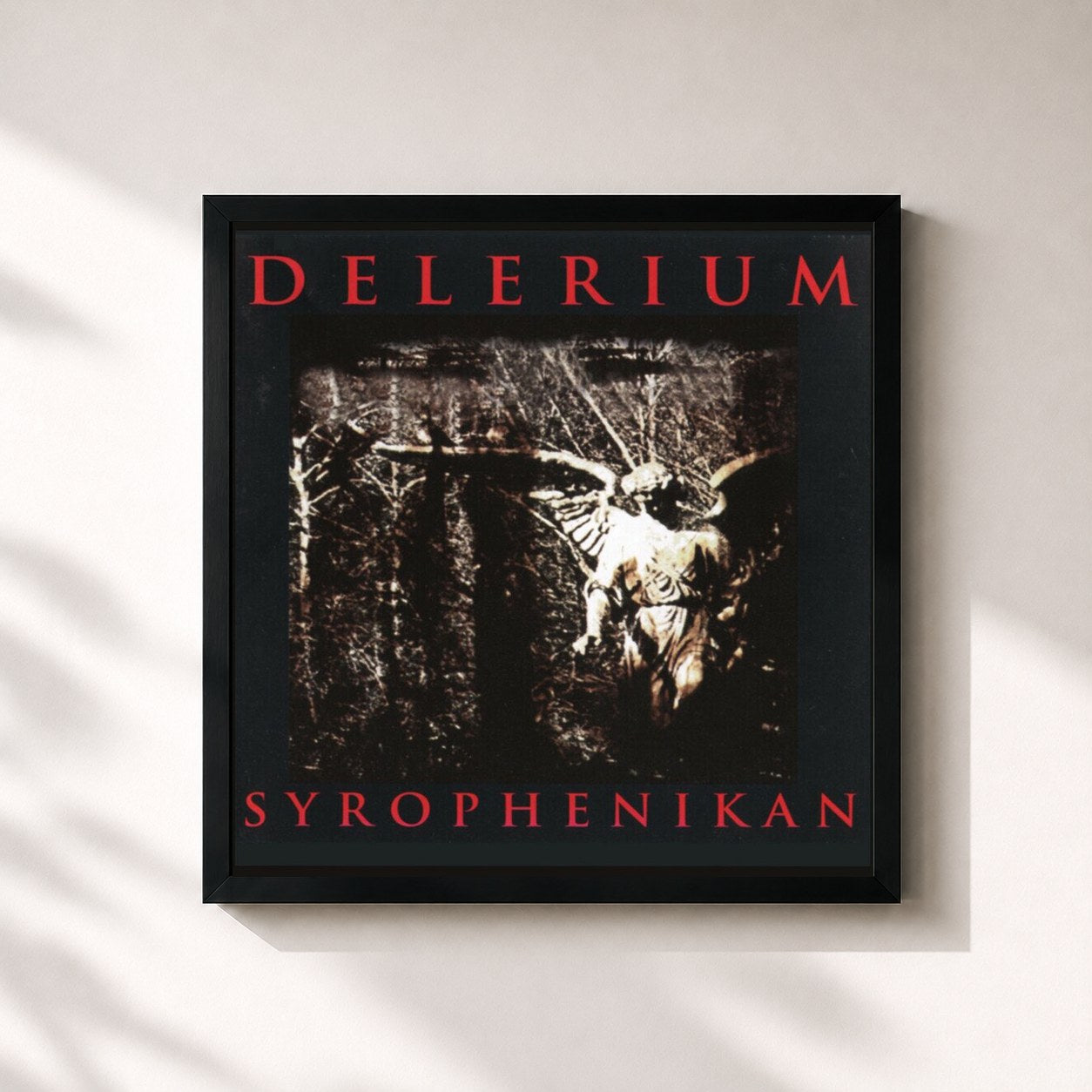 #noir Tableau carré de l'album Syrophenikan de Delerium, cadre noir 32x32 cm
