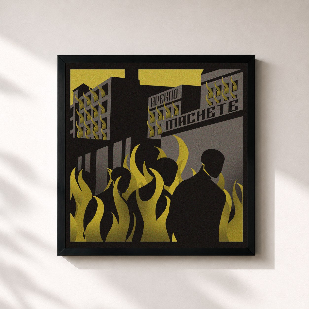 #noir Tableau carré de l'album Averno de Machete, cadre noir 32x32 cm