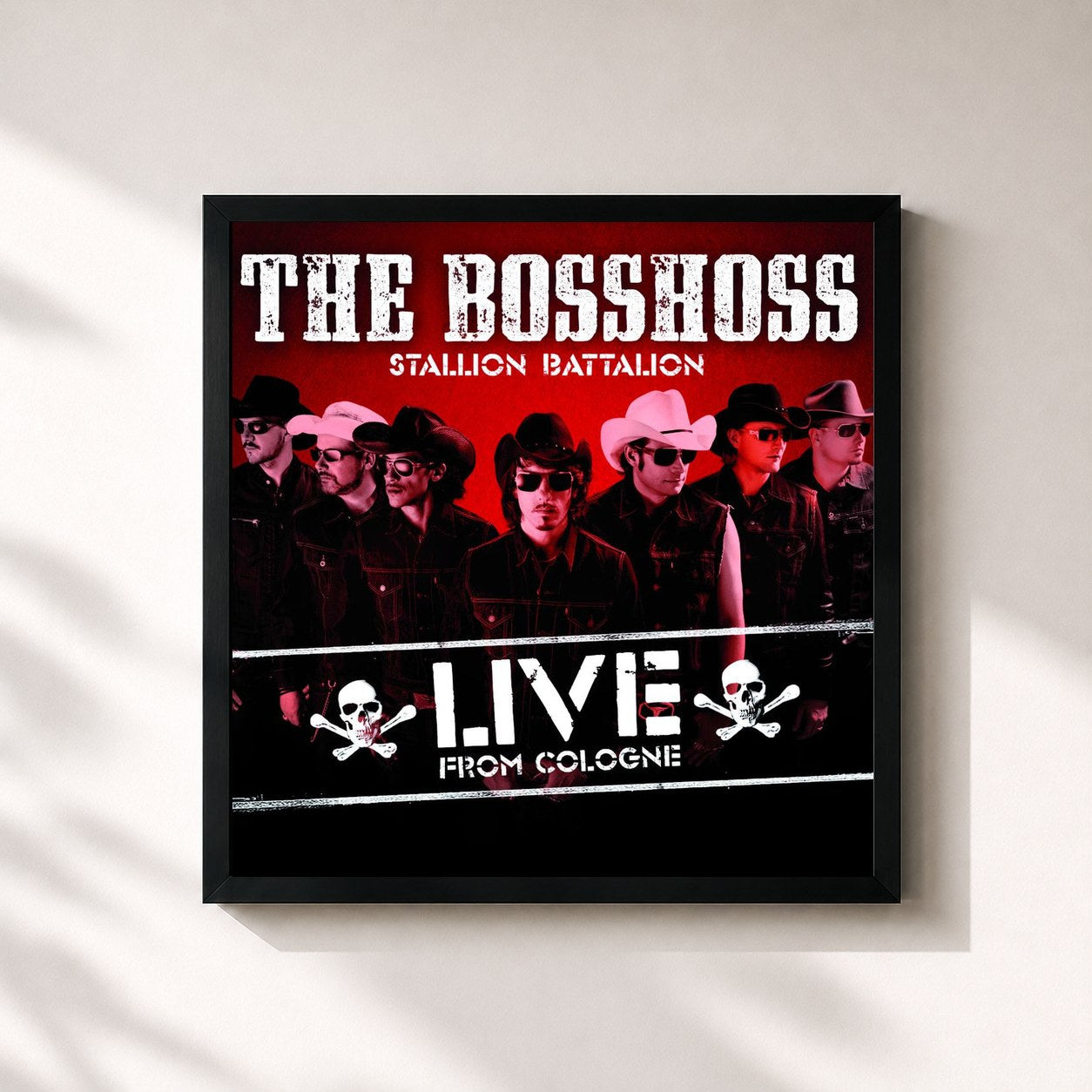 #noir Tableau carré de l'album Stallion Battalion de The BossHoss, cadre noir 32x32 cm
