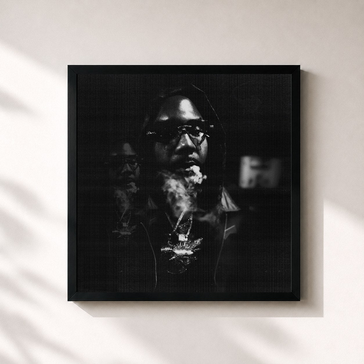 #noir Tableau carré de l'album Blackout: The Sequel de Money Man, cadre noir 32x32 cm