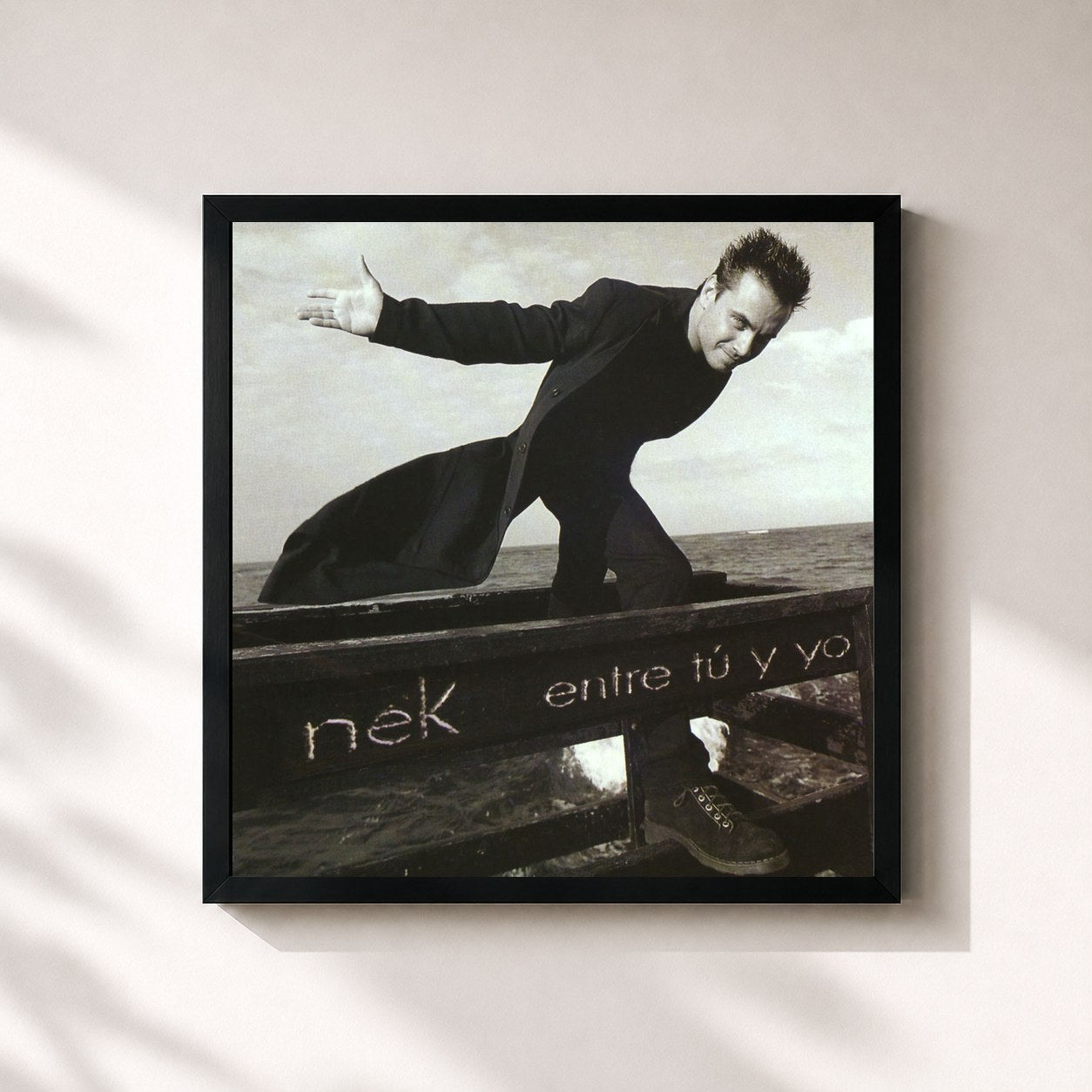 #noir Tableau carré de l'album Entre tu y yo de Nek, cadre noir 32x32 cm