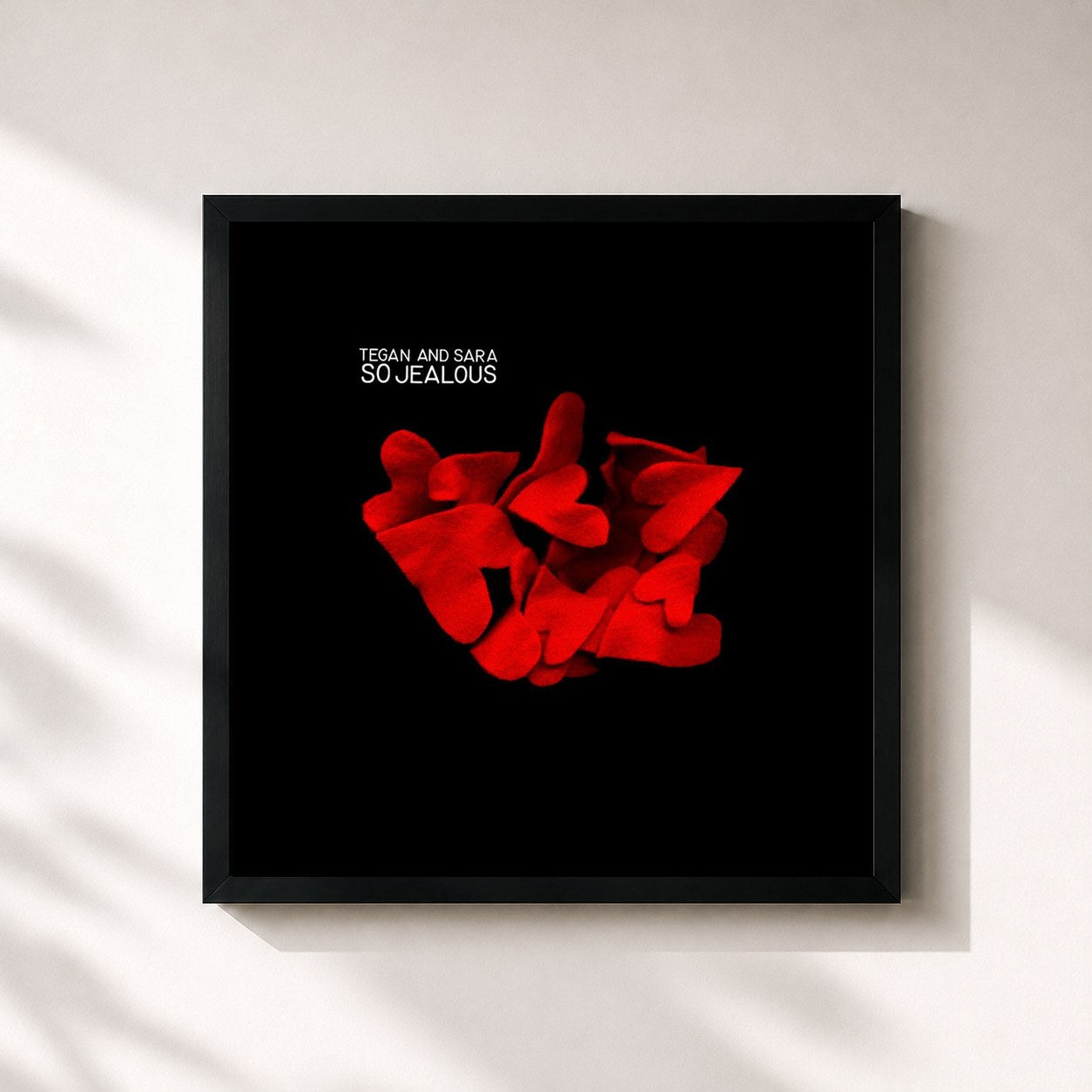 #noir Tableau carré de l'album So Jealous de Tegan and Sara, cadre noir 32x32 cm