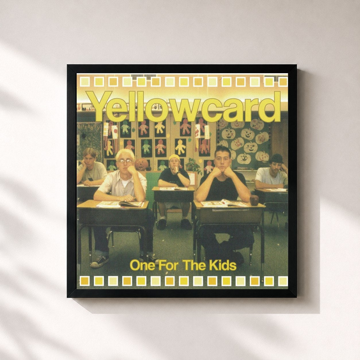 #noir Tableau carré de l'album One for the Kids de Yellowcard, cadre noir 32x32 cm