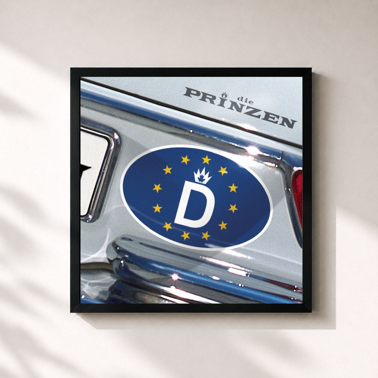 #noir Tableau carré de l'album D de Die Prinzen, cadre noir 32x32 cm