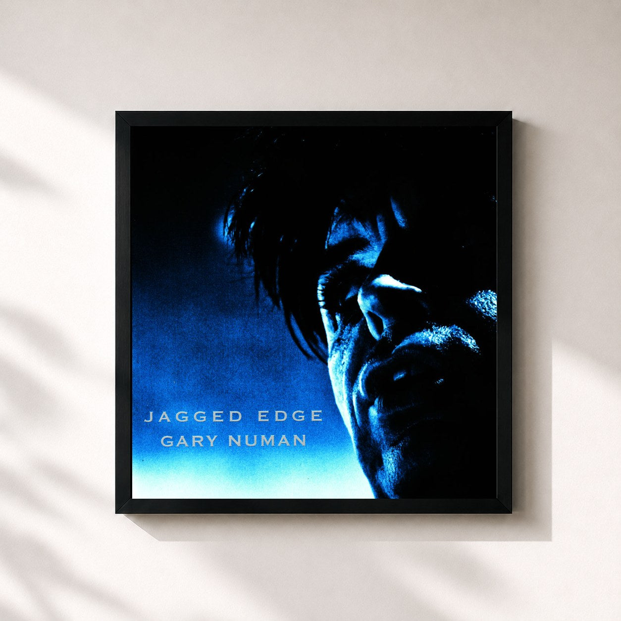#noir Tableau carré de l'album Jagged Edge de Gary Numan, cadre noir 32x32 cm