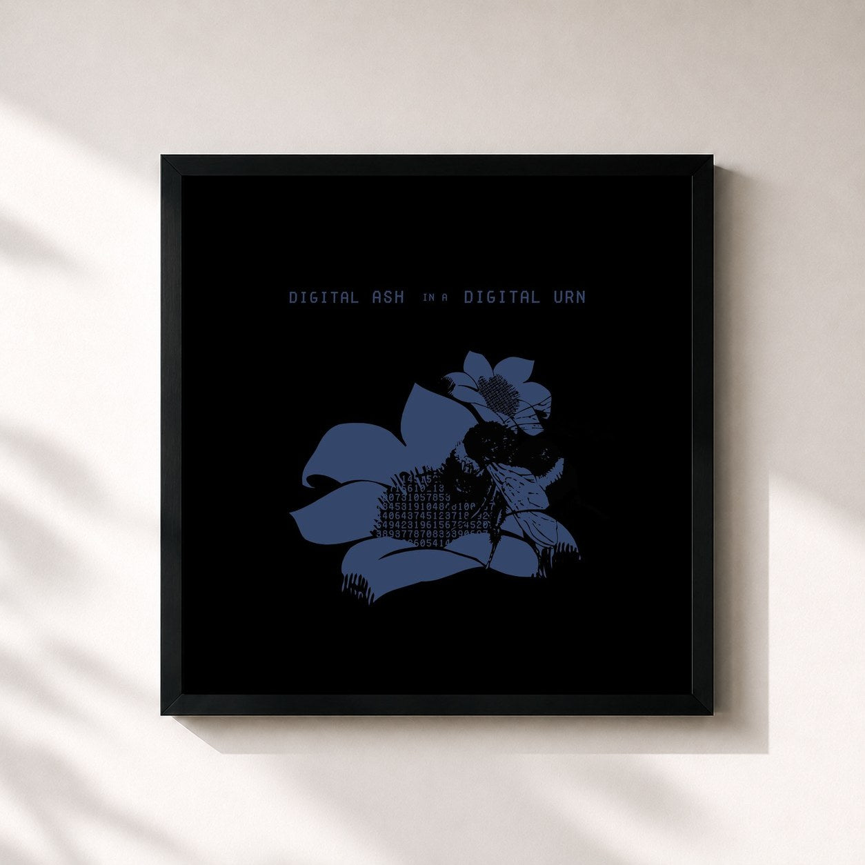 #noir Tableau carré de l'album Digital Ash in a Digital Urn de Bright Eyes, cadre noir 32x32 cm