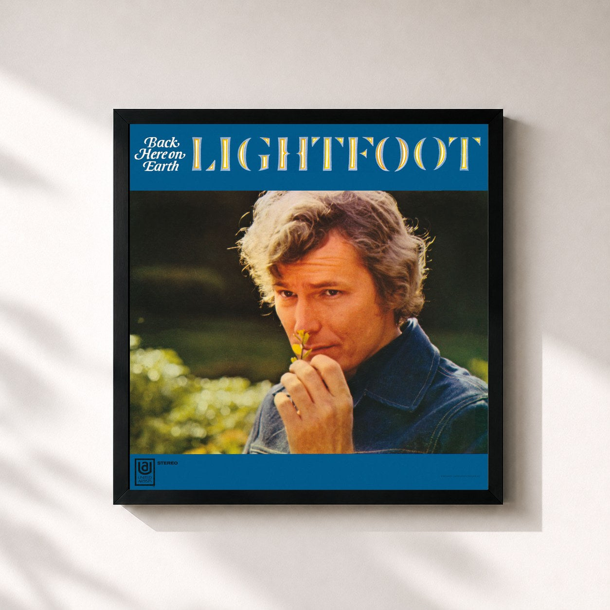 #noir Tableau carré de l'album Back Here On Earth de Gordon Lightfoot, cadre noir 32x32 cm