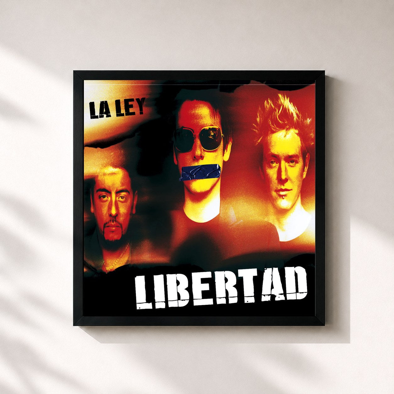 #noir Tableau carré de l'album Libertad de La Ley, cadre noir 32x32 cm