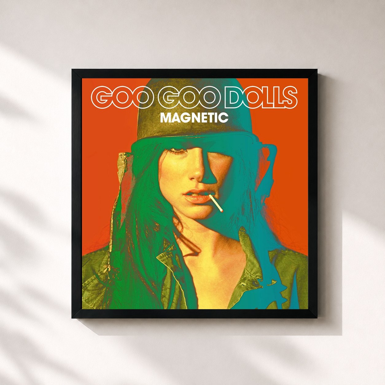 #noir Tableau carré de l'album Magnetic de The Goo Goo Dolls, cadre noir 32x32 cm