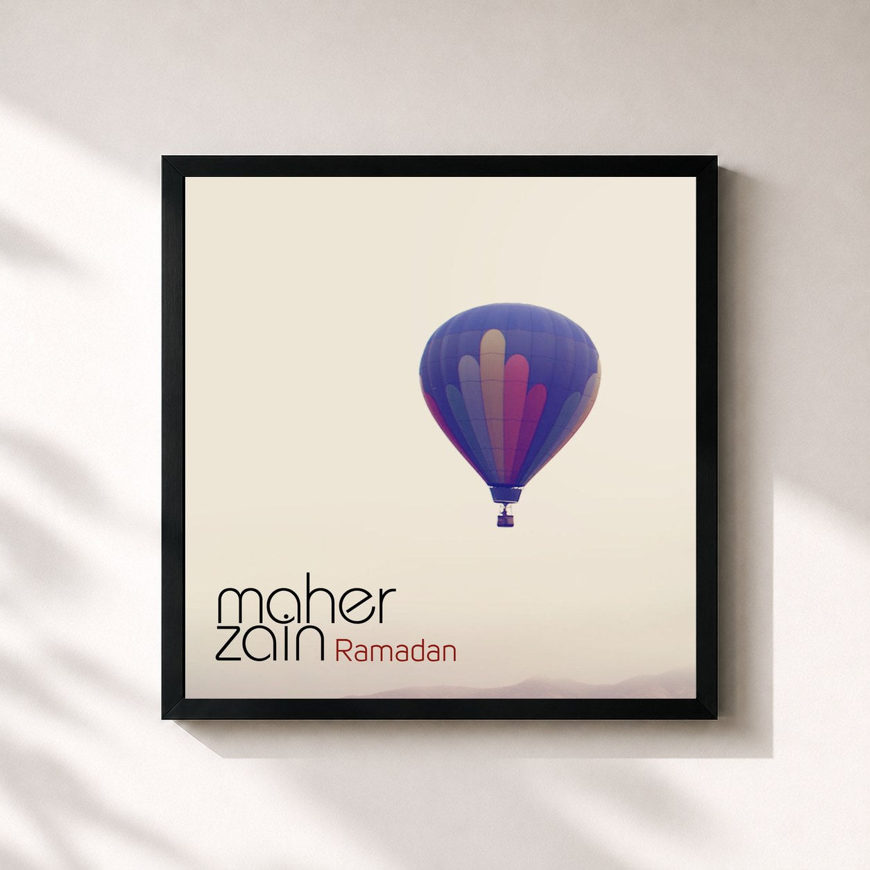 #noir Tableau carré de l'album Ramadan de Maher Zain, cadre noir 32x32 cm