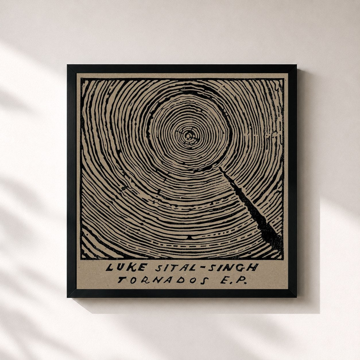 #noir Tableau carré de l'album Tornados EP de Luke Sital-Singh, cadre noir 32x32 cm
