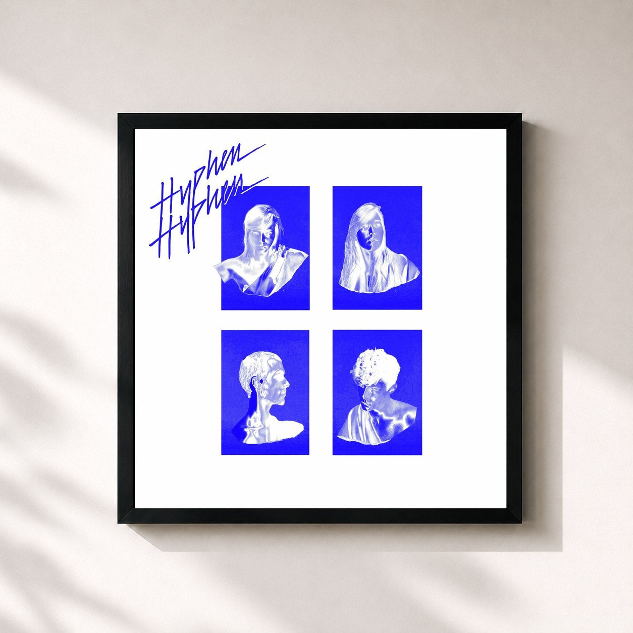 #noir Tableau carré de l'album Hyphen Hyphen de Hyphen Hyphen, cadre noir 32x32 cm