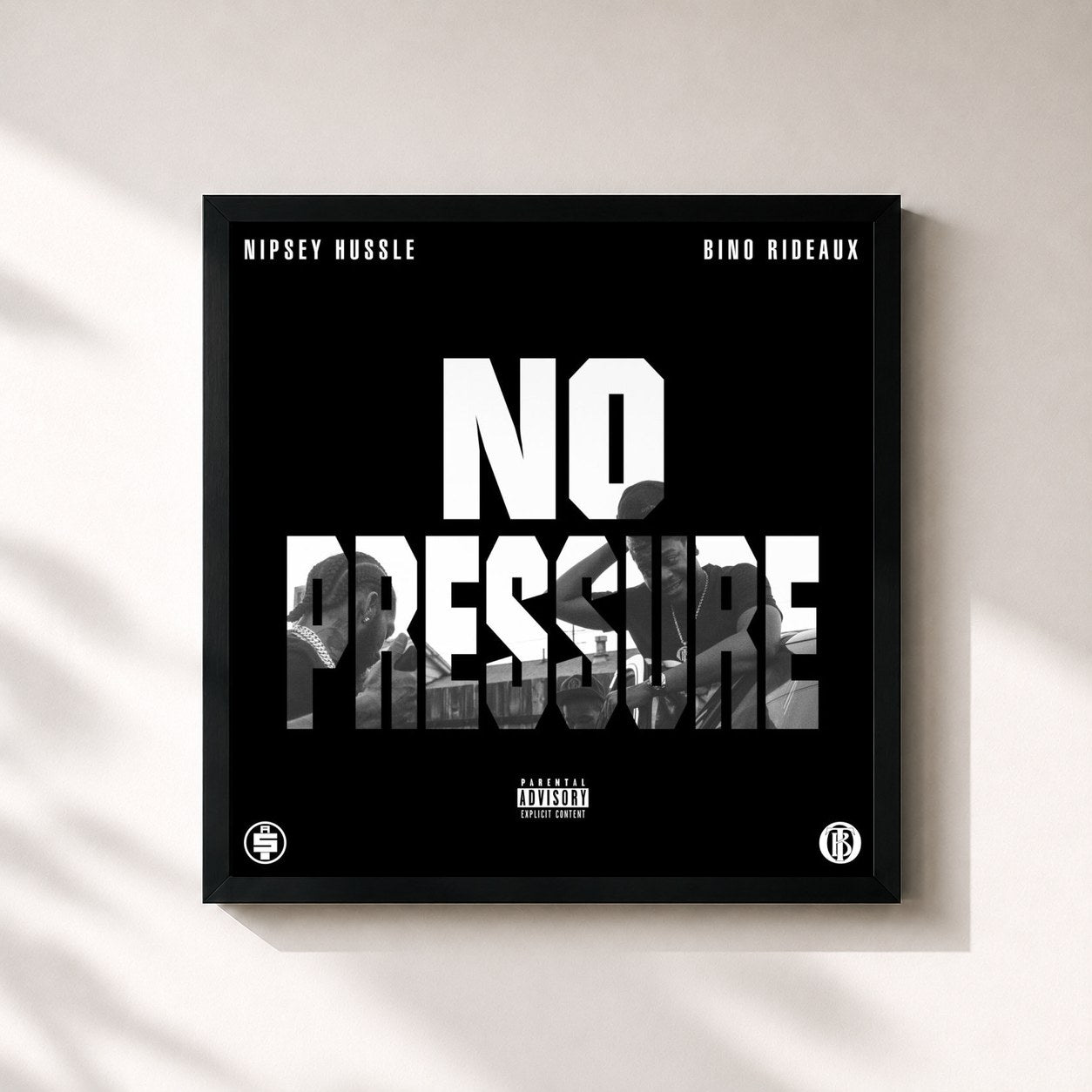 #noir Tableau carré de l'album No Pressure de Nipsey Hussle, cadre noir 32x32 cm