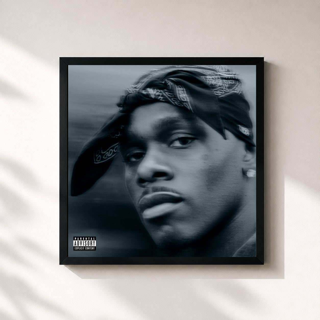 #noir Tableau carré de l'album BE MORE GRATEFUL de DaBaby, cadre noir 32x32 cm