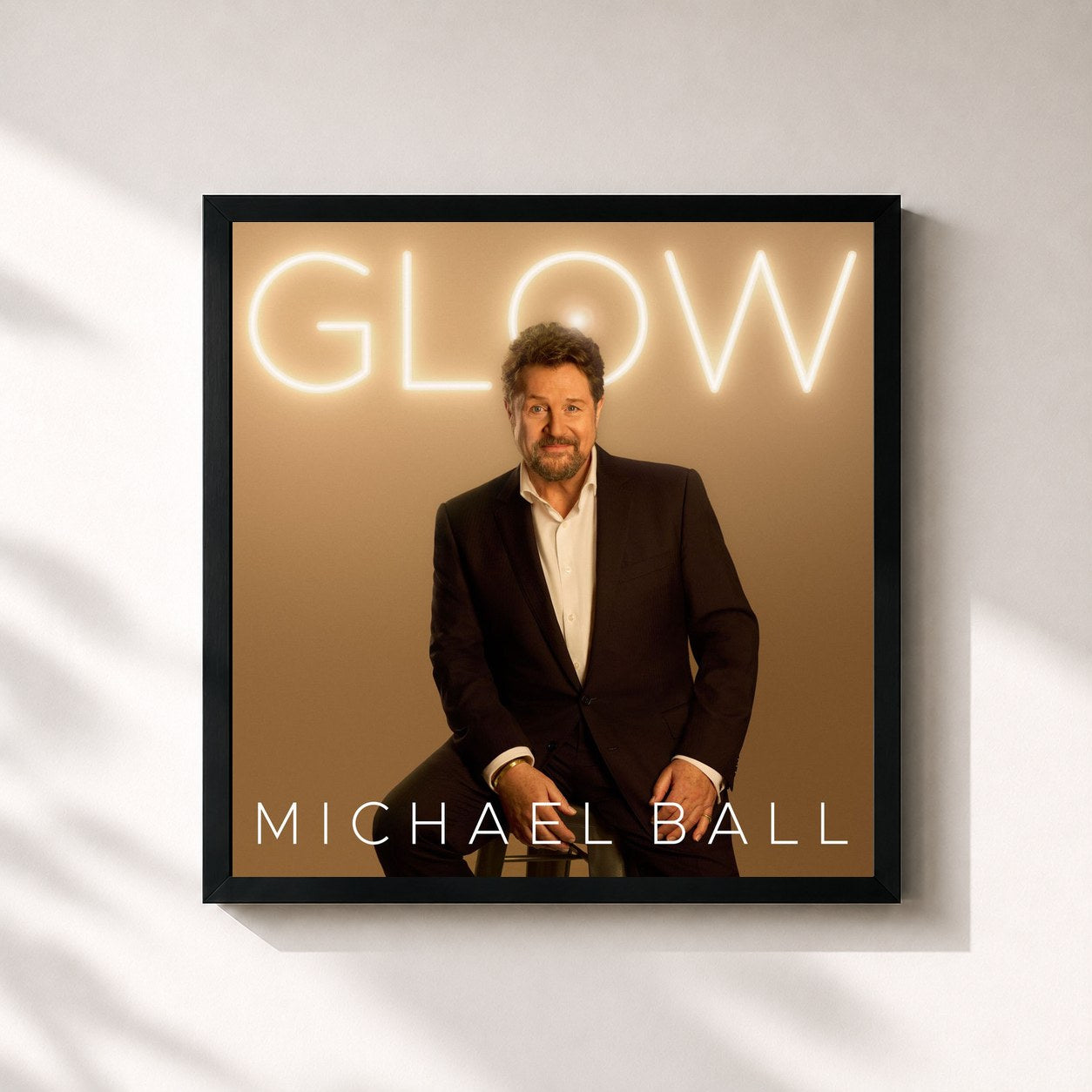 #noir Tableau carré de l'album Glow de Michael Ball, cadre noir 32x32 cm