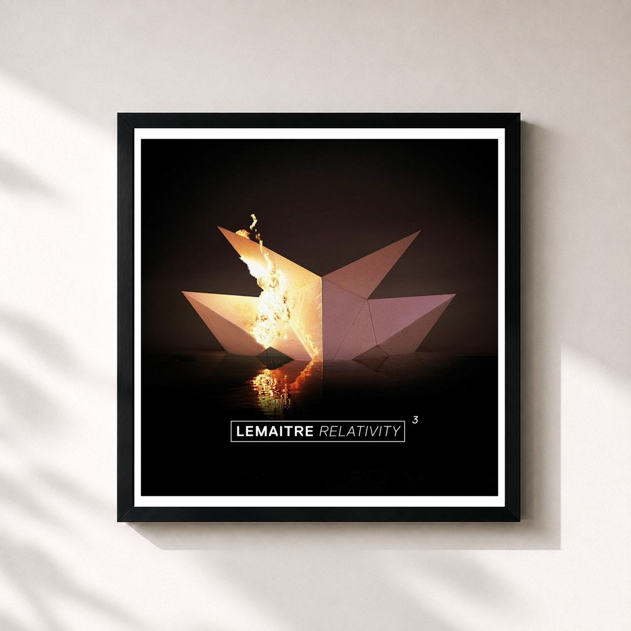 #noir Tableau carré de l'album Relativity 3 de Lemaitre, cadre noir 32x32 cm