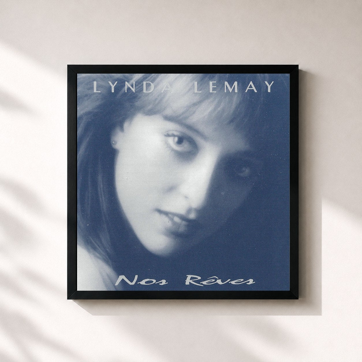 #noir Tableau carré de l'album Nos Reves de Lynda Lemay, cadre noir 32x32 cm