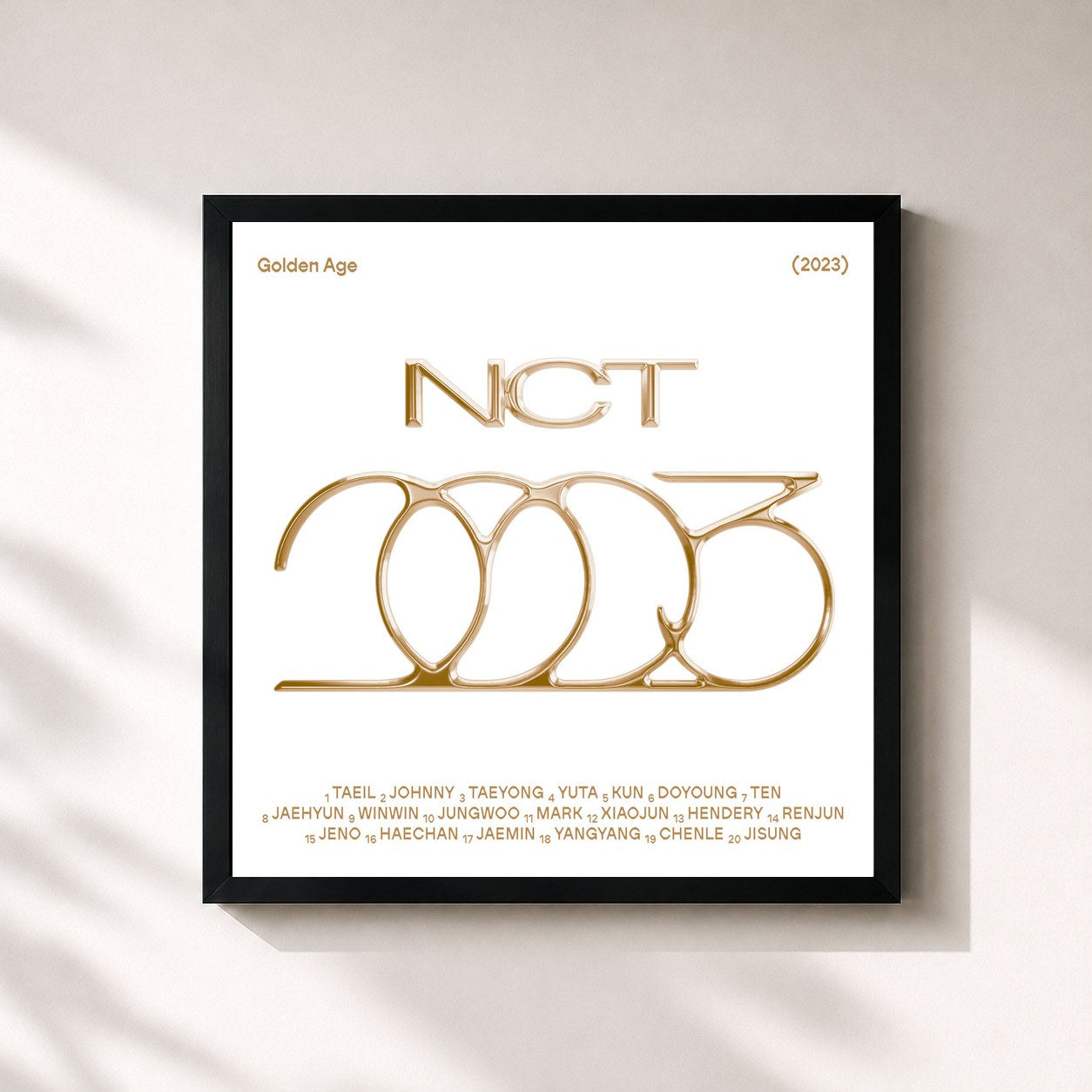 #noir Tableau carré de l'album Golden Age - The 4th Album de NCT, cadre noir 32x32 cm