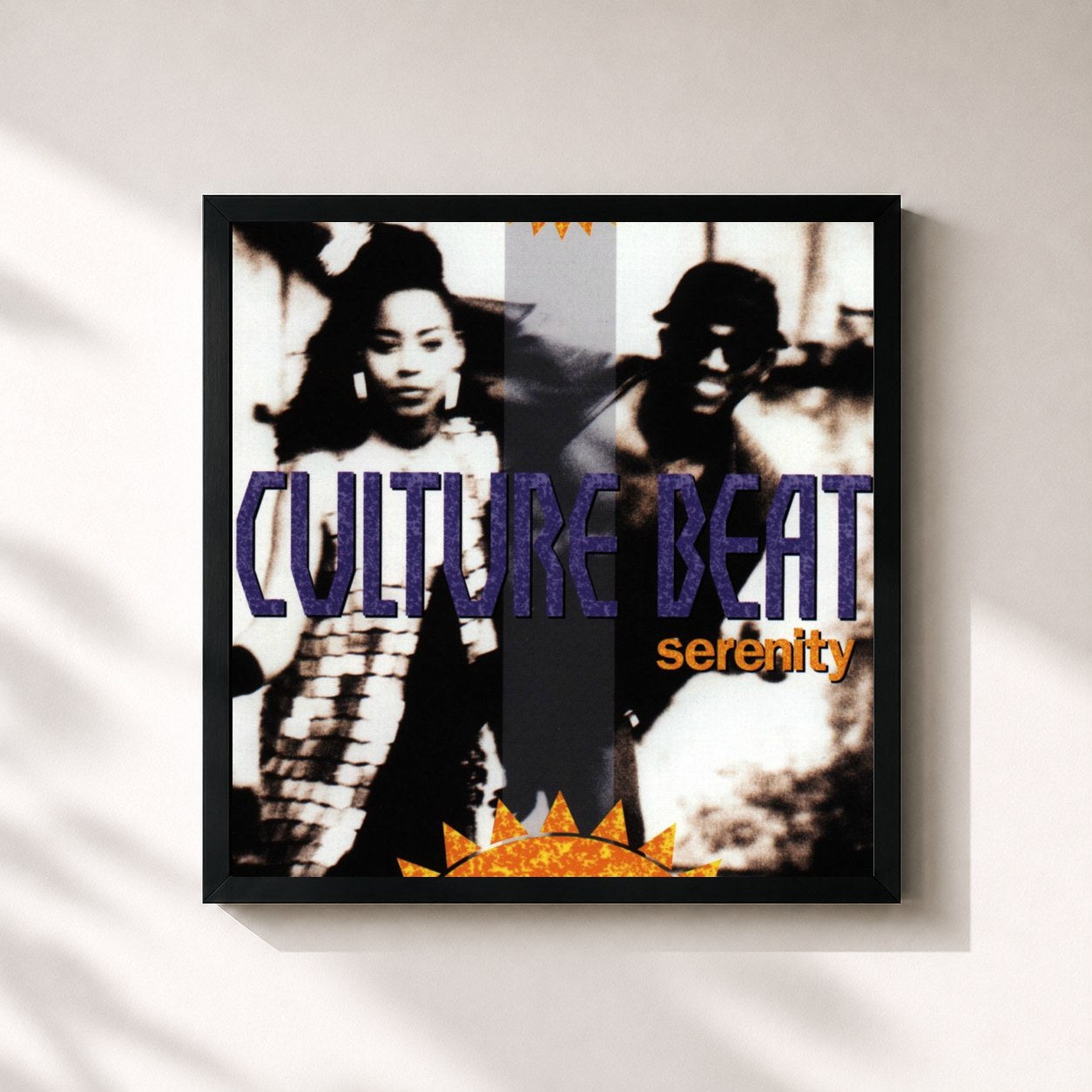 #noir Tableau carré de l'album Serenity de Culture Beat, cadre noir 32x32 cm