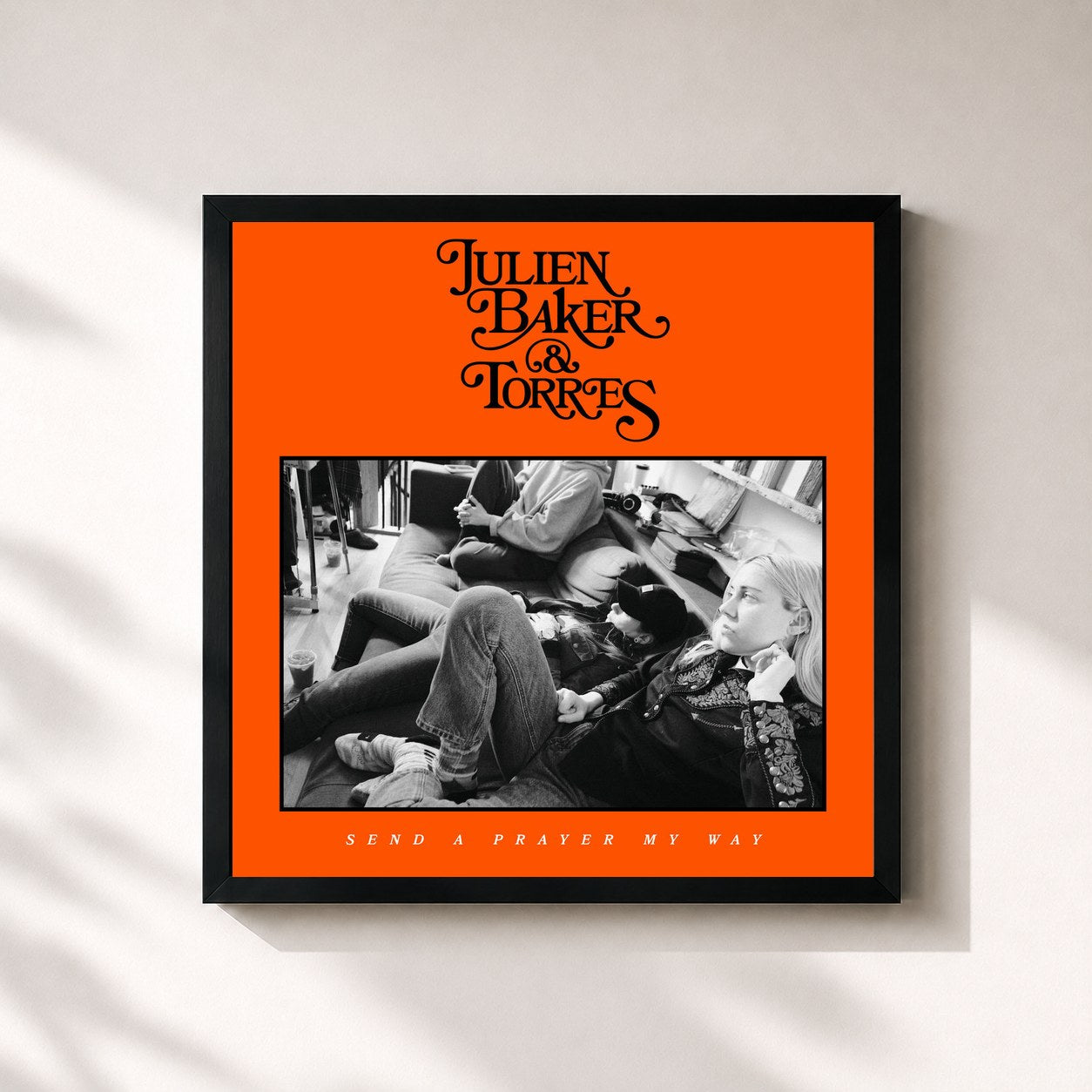 #noir Tableau carré de l'album Send A Prayer My Way de Julien Baker, cadre noir 32x32 cm