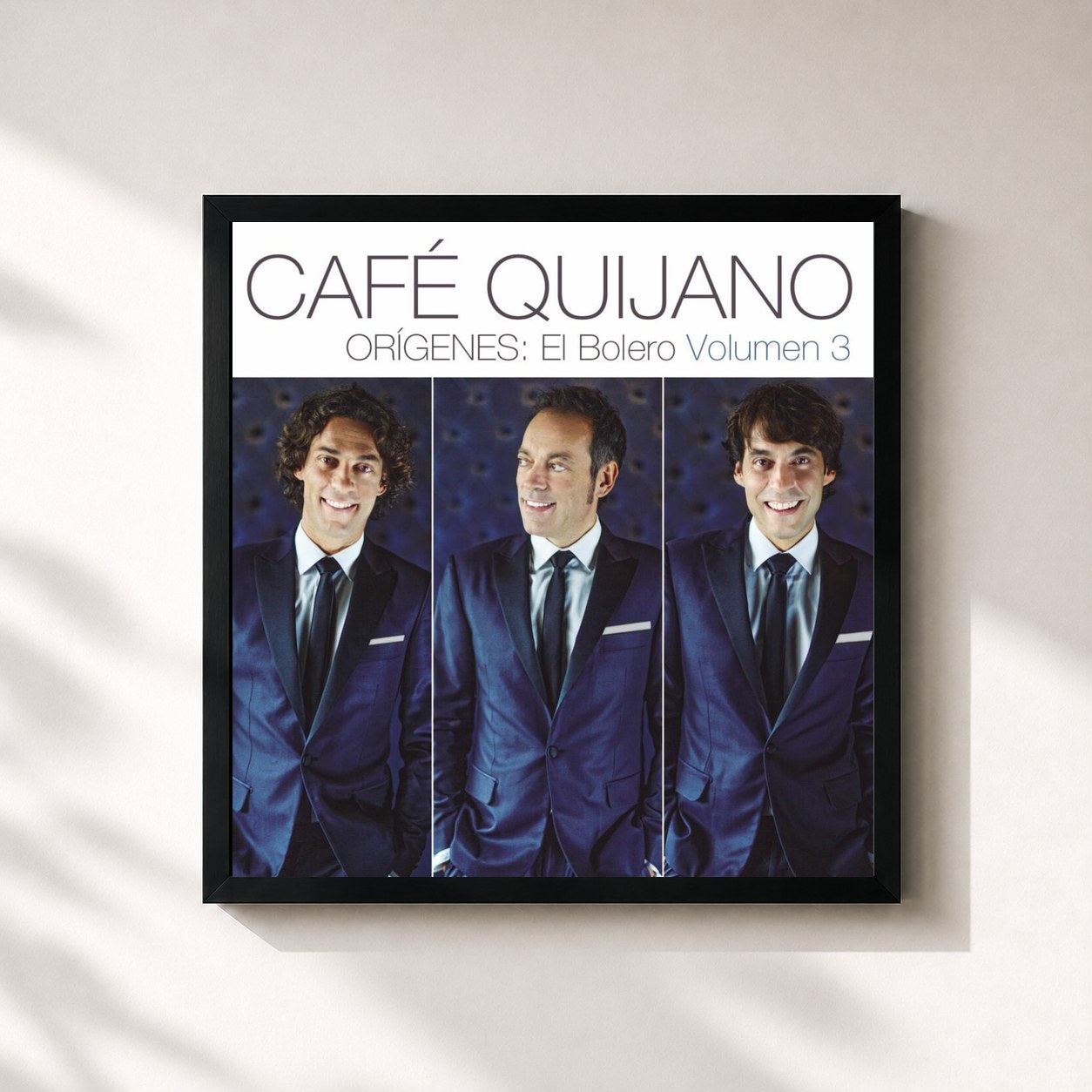 #noir Tableau carré de l'album Orígenes: El Bolero Vol.3 de Café Quijano, cadre noir 32x32 cm