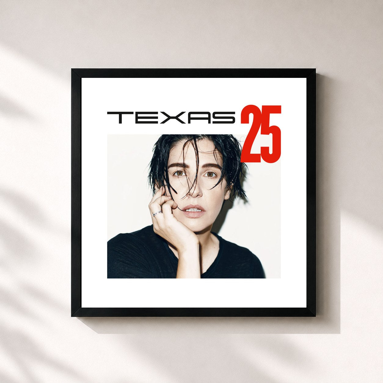 #noir Tableau carré de l'album TEXAS 25 de Texas, cadre noir 32x32 cm