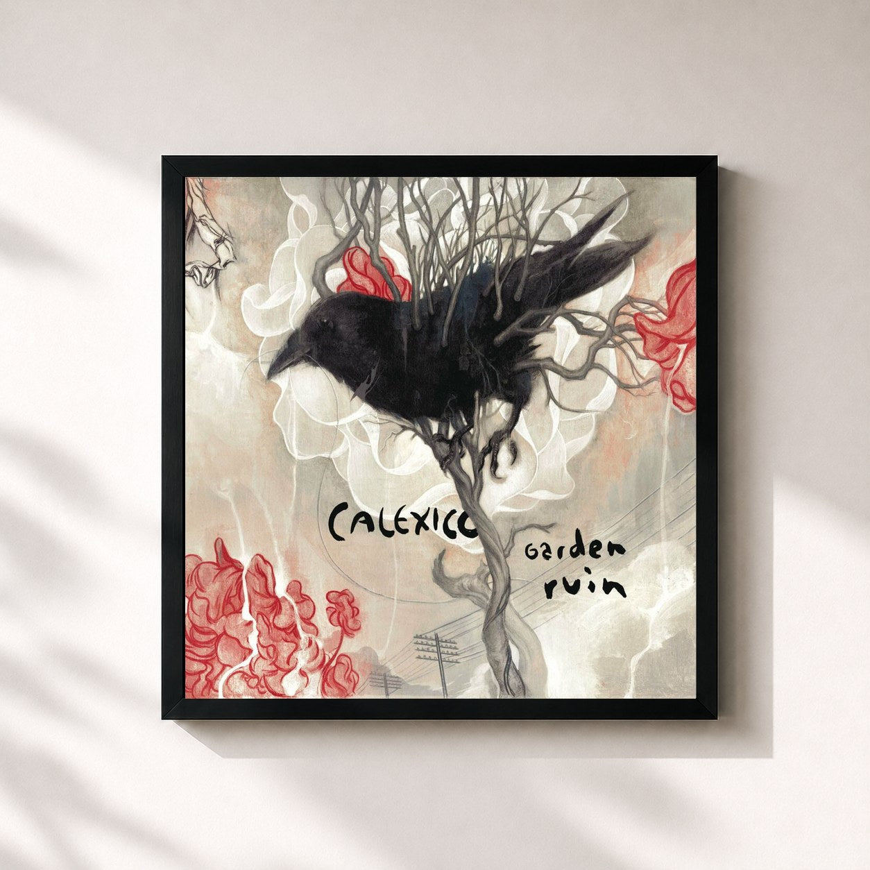 #noir Tableau carré de l'album Garden Ruin de Calexico, cadre noir 32x32 cm