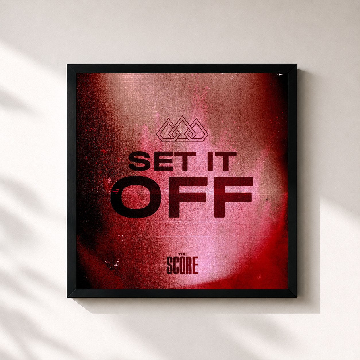 #noir Tableau carré de l'album Set It Off de The Score, cadre noir 32x32 cm