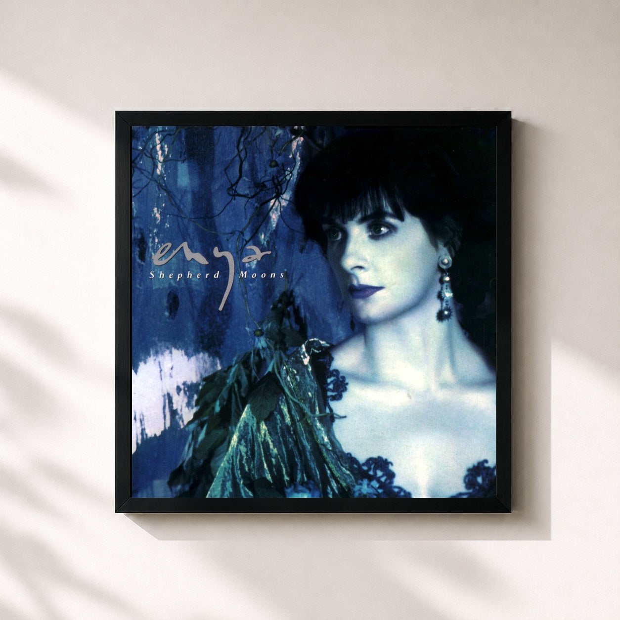 #noir Tableau carré de l'album Shepherd Moons de Enya, cadre noir 32x32 cm