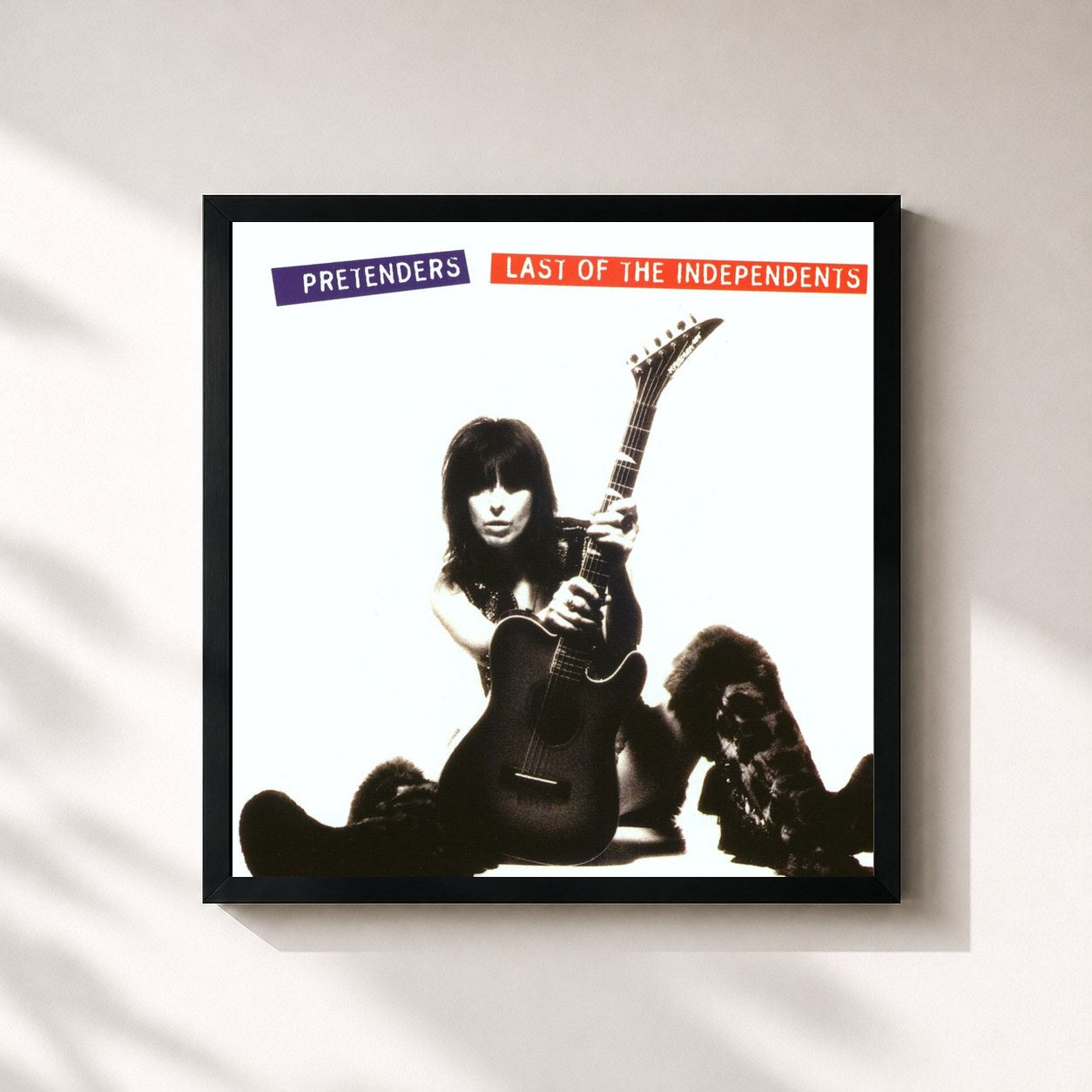 #noir Tableau carré de l'album Last of the Independents de Pretenders, cadre noir 32x32 cm