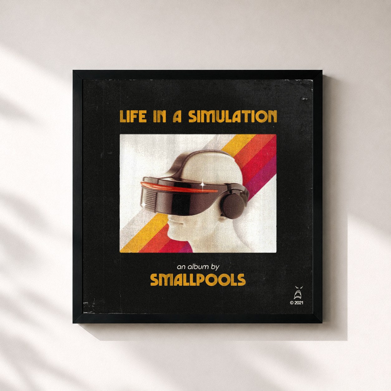 #noir Tableau carré de l'album LIFE IN A SIMULATION de Smallpools, cadre noir 32x32 cm