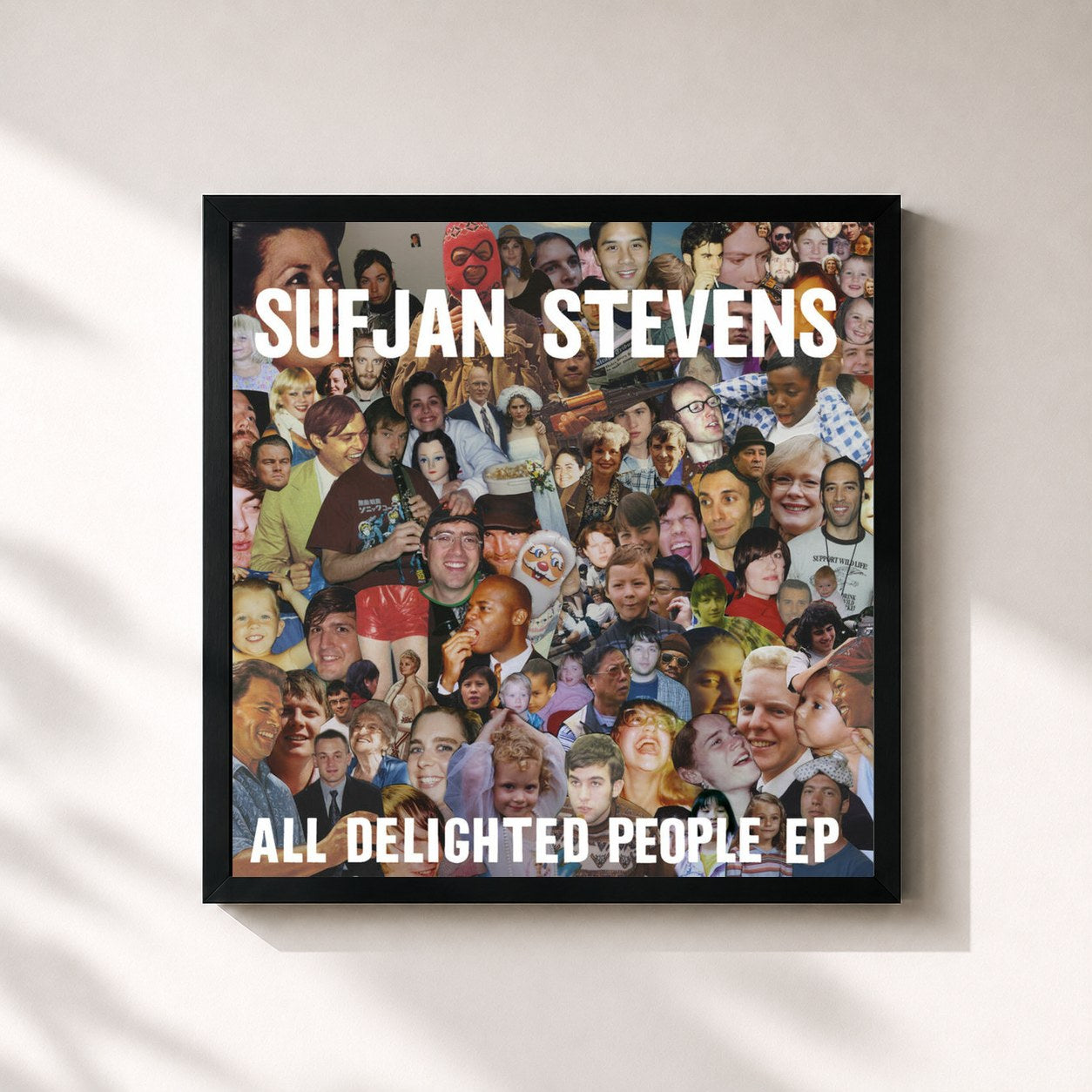#noir Tableau carré de l'album All Delighted People de Sufjan Stevens, cadre noir 32x32 cm