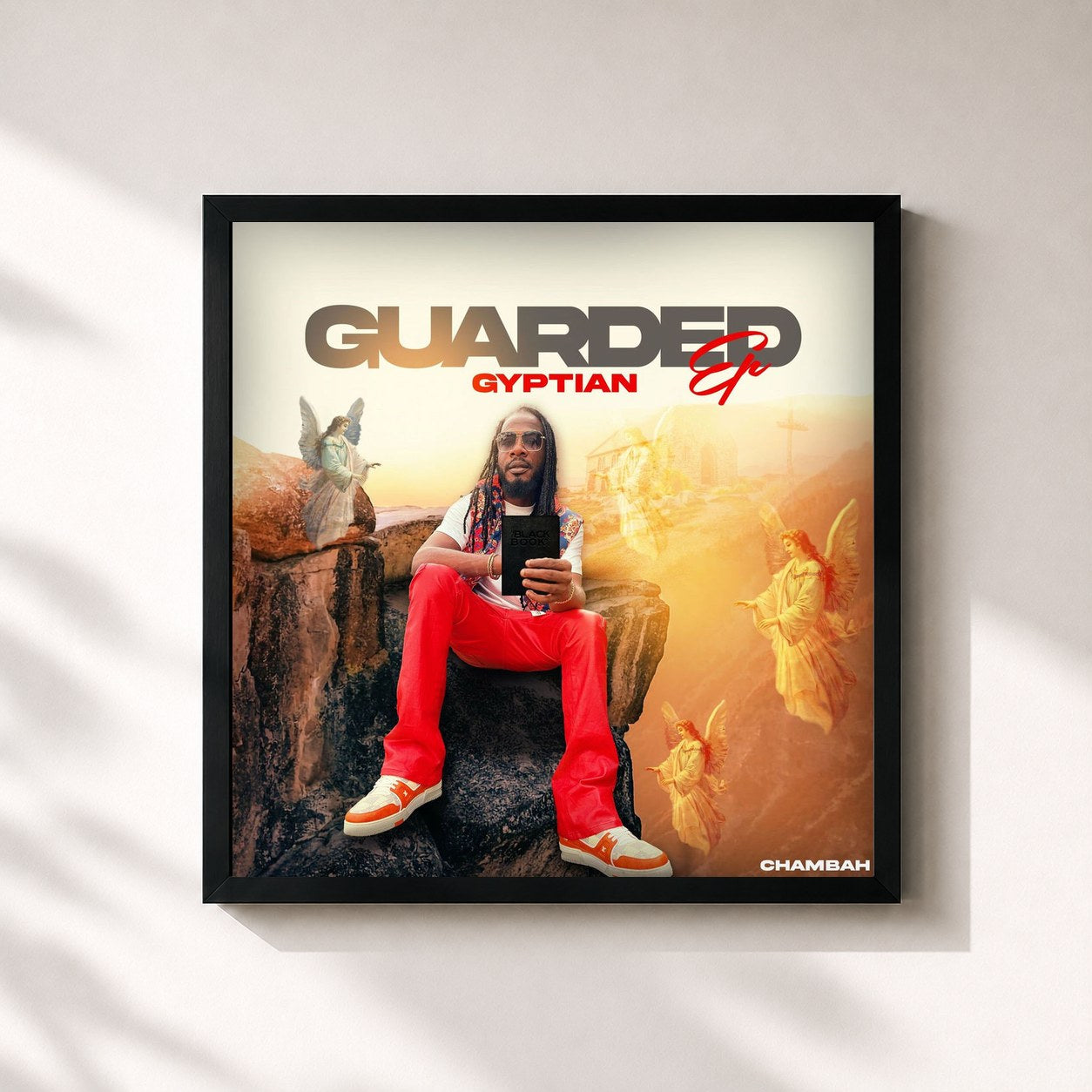 #noir Tableau carré de l'album Guarded - EP de Gyptian, cadre noir 32x32 cm