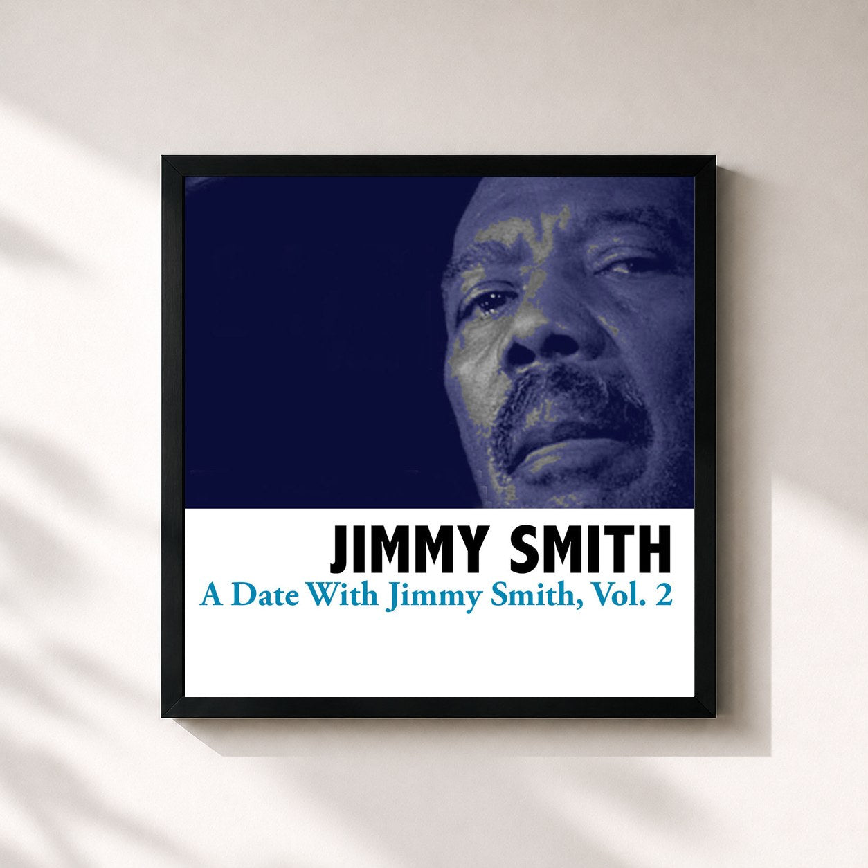 #noir Tableau carré de l'album A Date With Jimmy Smith, Vol. 2 de Jimmy Cliff, cadre noir 32x32 cm