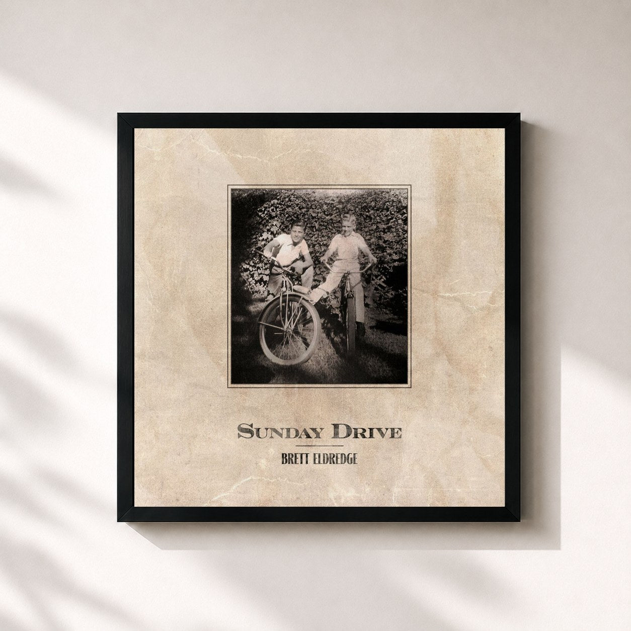 #noir Tableau carré de l'album Sunday Drive de Brett Eldredge, cadre noir 32x32 cm