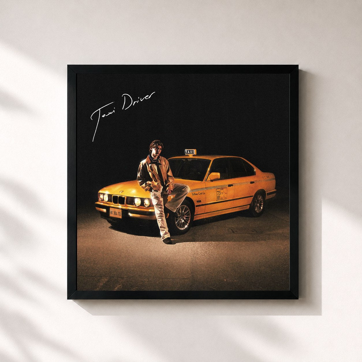 #noir Tableau carré de l'album TAXI DRIVER de Rkomi, cadre noir 32x32 cm