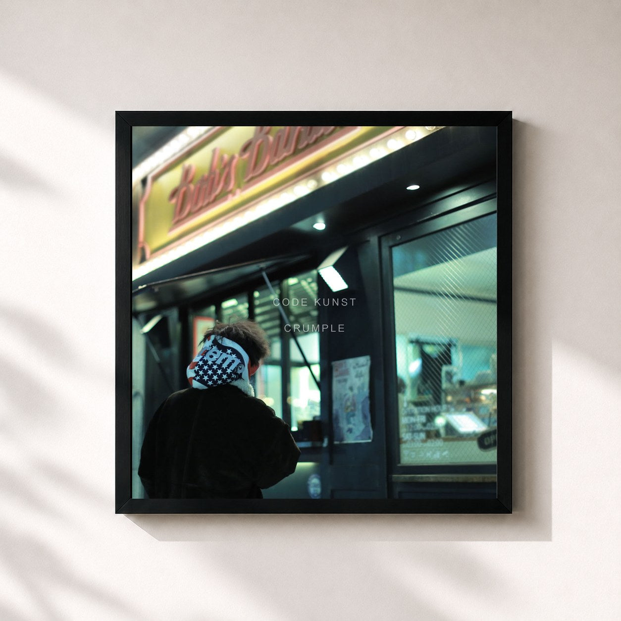 #noir Tableau carré de l'album CRUMPLE de Code Kunst, cadre noir 32x32 cm