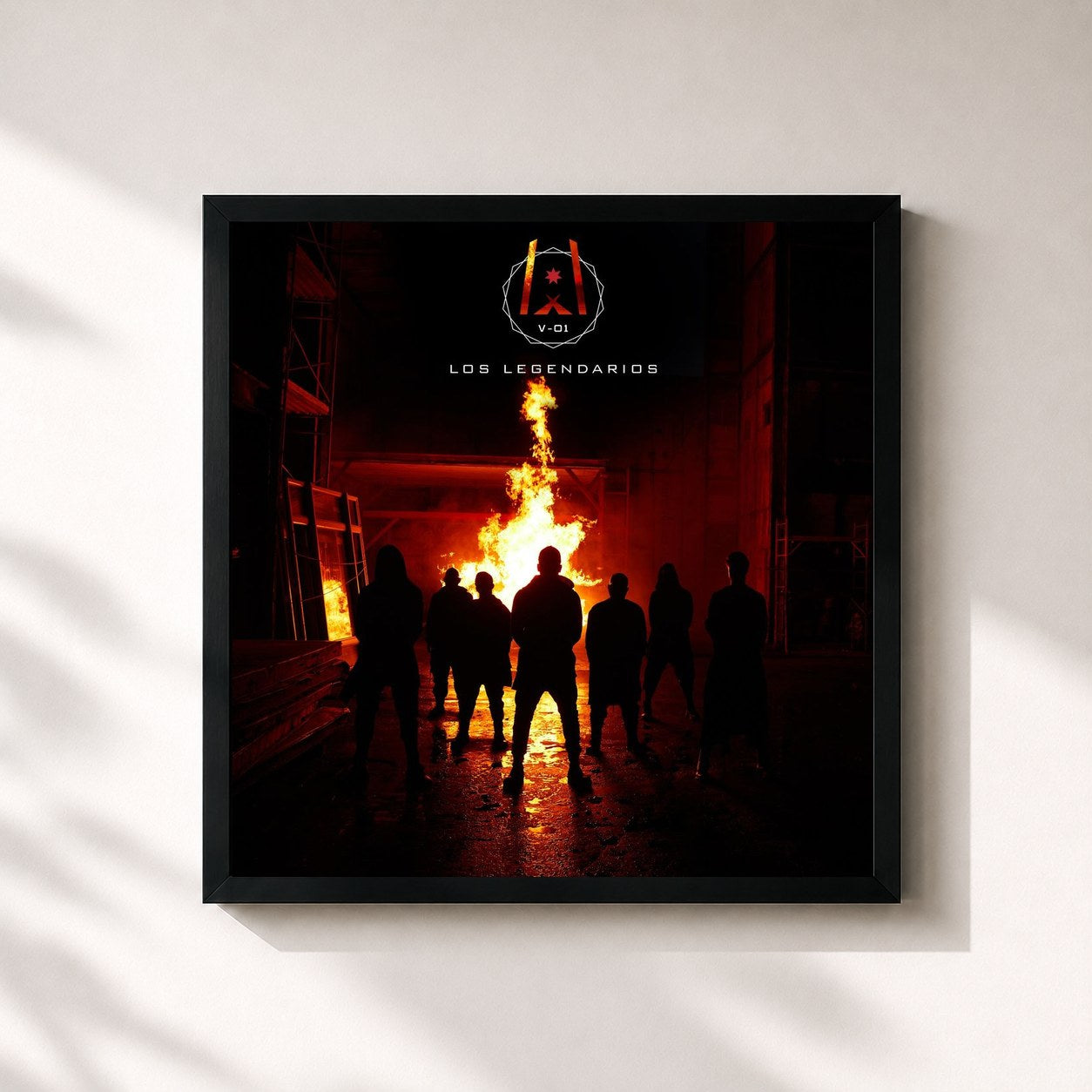 #noir Tableau carré de l'album Los Legendarios 001 de Los Legendarios, cadre noir 32x32 cm