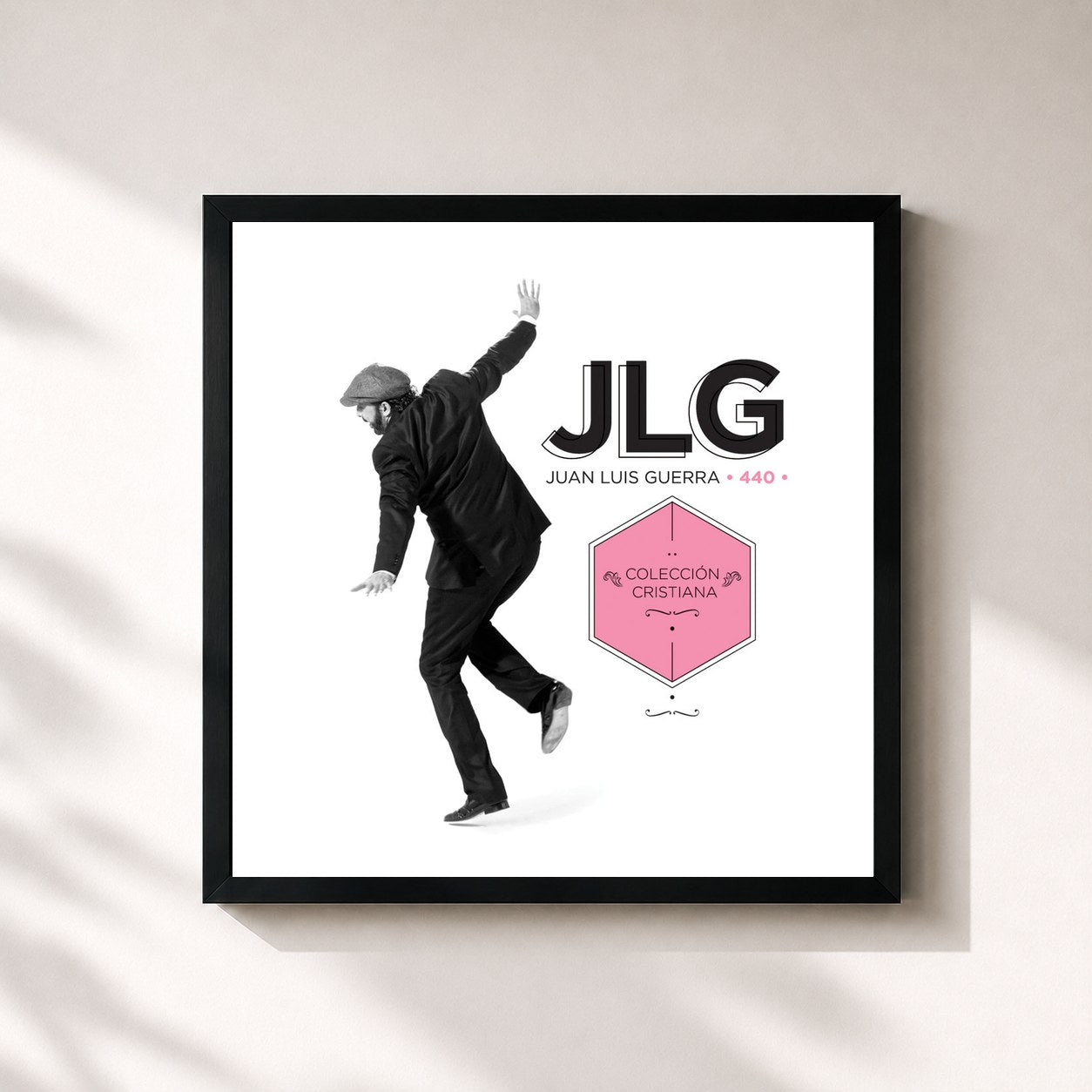 #noir Tableau carré de l'album Colección Cristiana de Juan Luis Guerra, cadre noir 32x32 cm