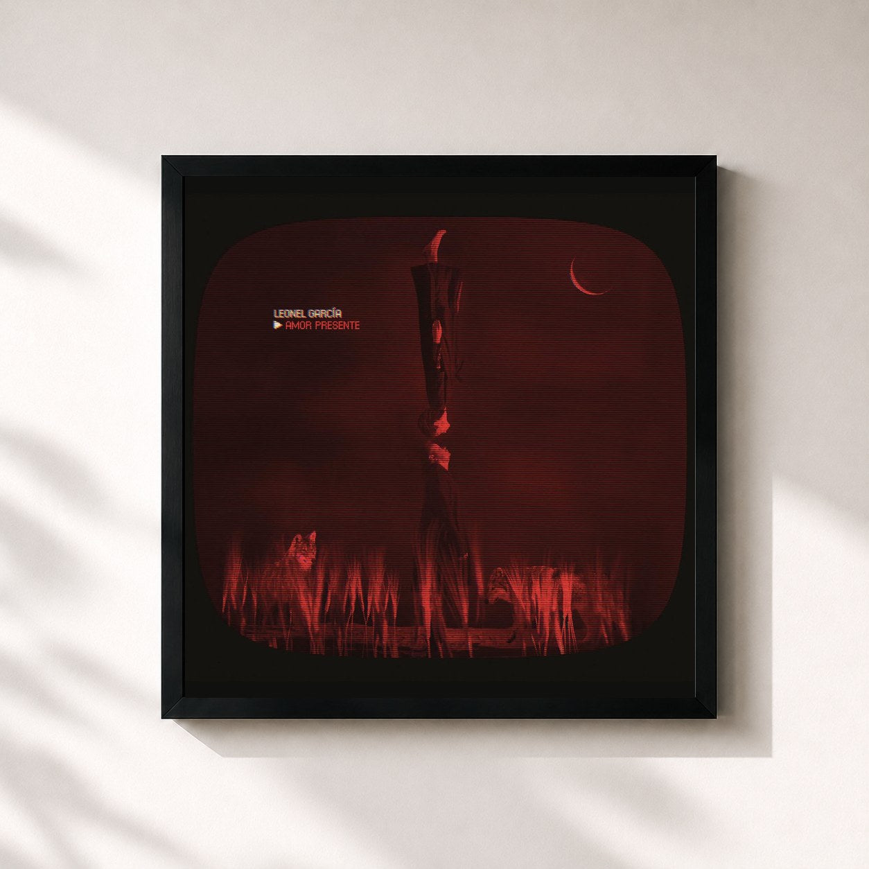 #noir Tableau carré de l'album Amor Presente de Leonel Garcia, cadre noir 32x32 cm