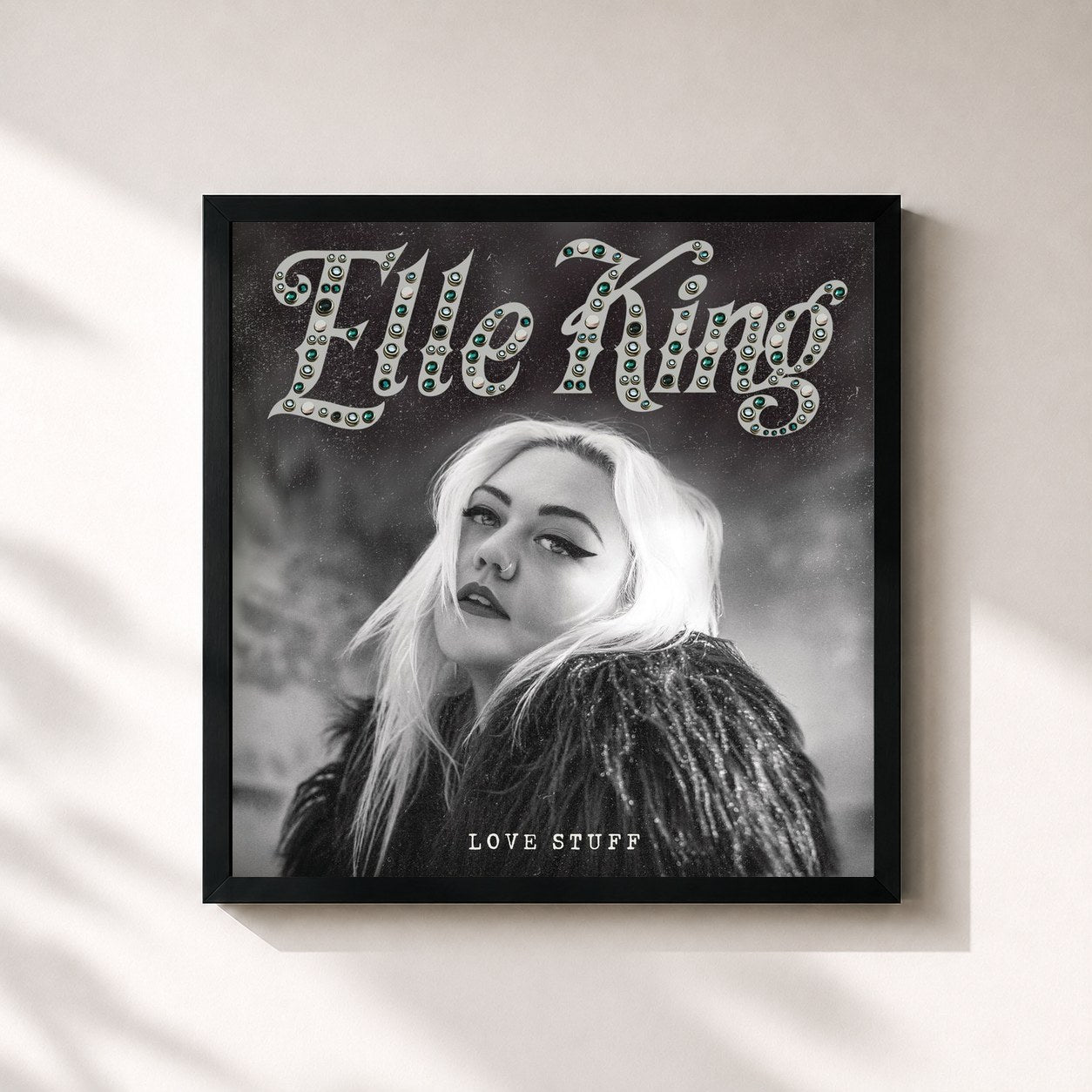 #noir Tableau carré de l'album Love Stuff de Elle King, cadre noir 32x32 cm