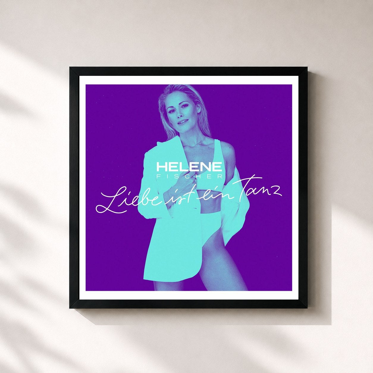 #noir Tableau carré de l'album Liebe ist ein Tanz / Blitz de Helene Fischer, cadre noir 32x32 cm