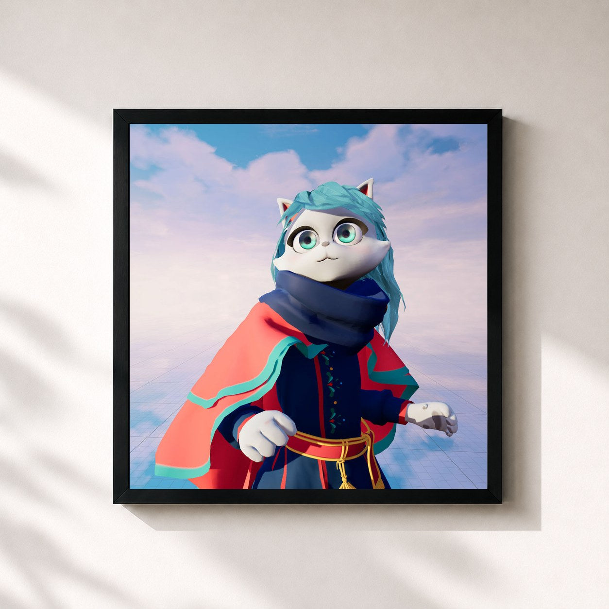 #noir Tableau carré de l'album PRINCESS CATGIRL de Cashmere Cat, cadre noir 32x32 cm